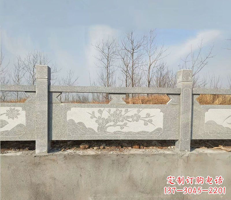 聊城园林梅花石浮雕栏板景观石雕