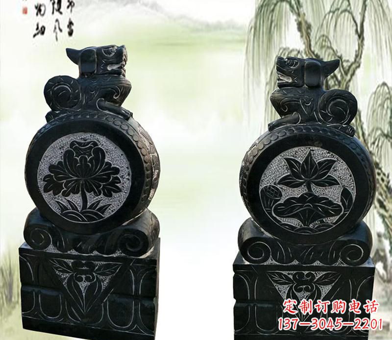聊城园林貔貅门墩石雕