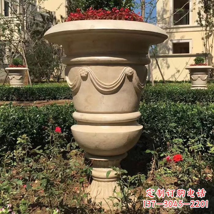 聊城园林砂岩石雕花盆