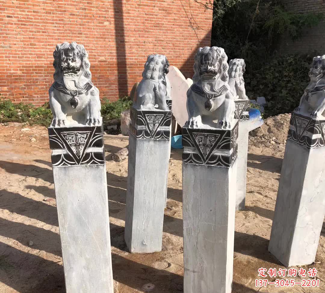聊城园林石雕狮子拴马桩