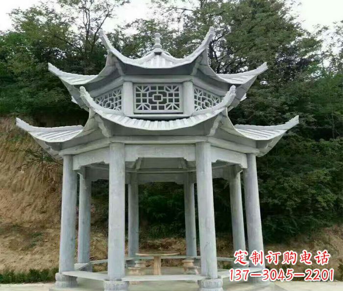 聊城园林双层凉亭石雕 (2)