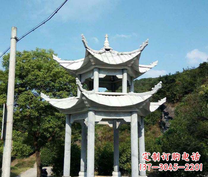聊城园林双层凉亭石雕