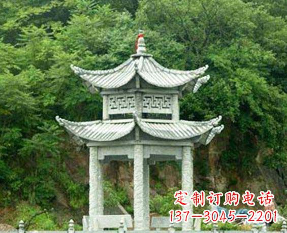 聊城园林双层六角石凉亭景观石雕