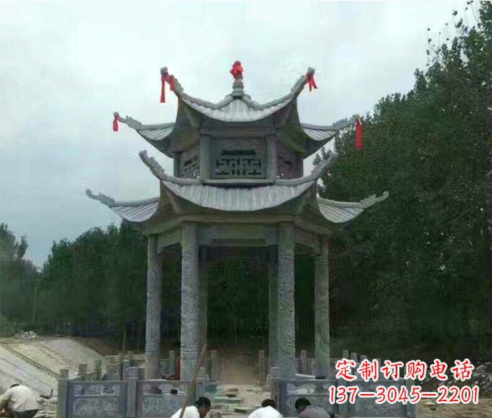 聊城园林双层凉亭石雕 (3)