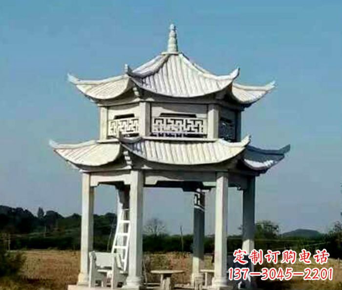 聊城园林双层石雕凉亭 (2)