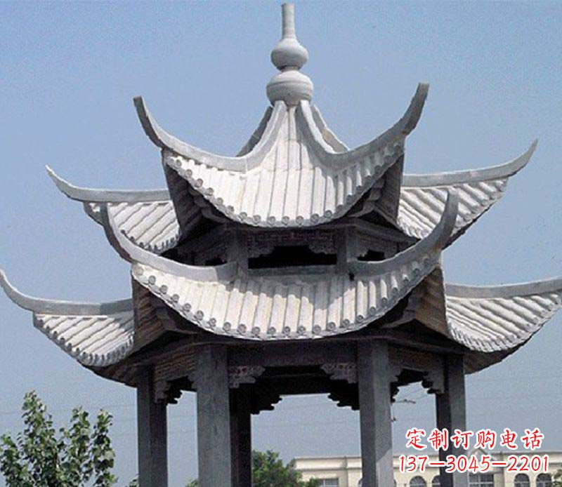 聊城园林双层石凉亭景观石雕