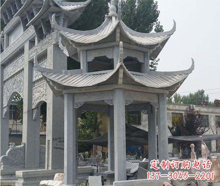 聊城园林双层石雕凉亭