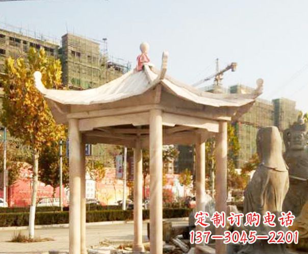 聊城园林晚霞红单层凉亭景观石雕
