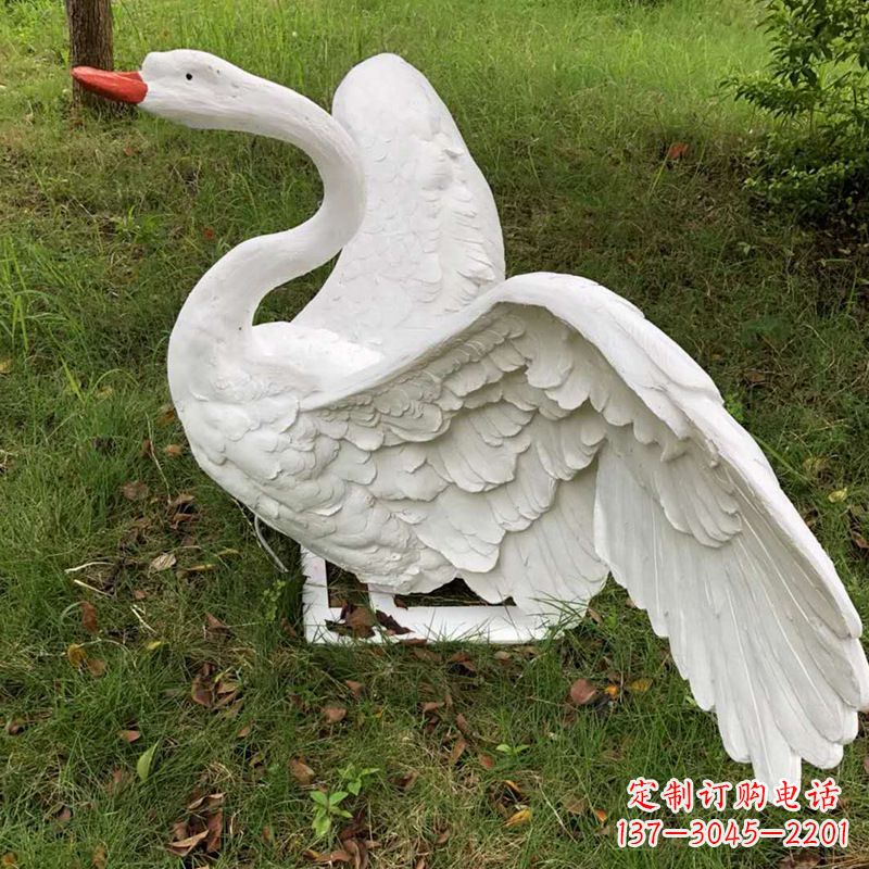 聊城展翅飞翔白天鹅仿真发光动物雕塑