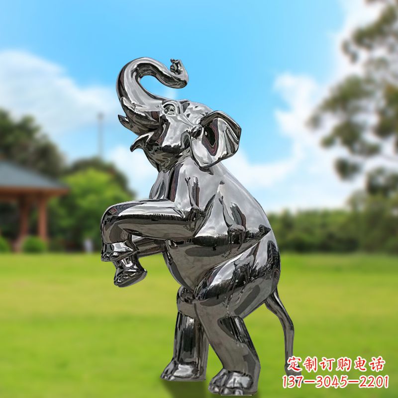 聊城站立的不锈钢小象雕塑