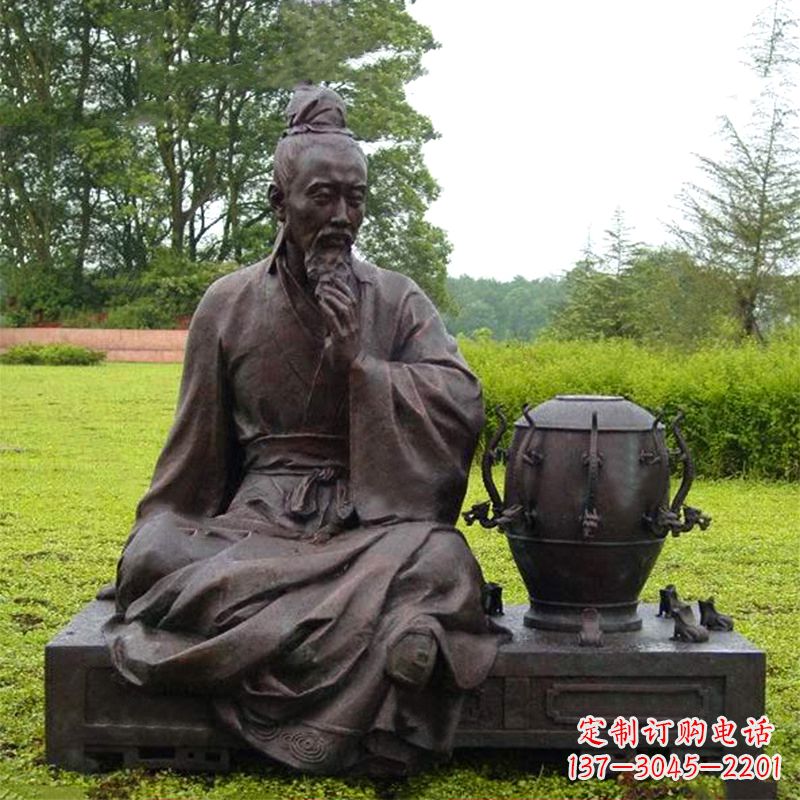 聊城张衡与地动仪铜雕景观-公园园林历史名人情景雕塑