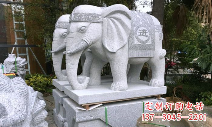 聊城招财进宝大理石门口大象雕塑