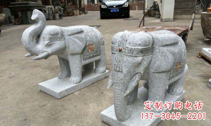 聊城招财进宝芝麻灰大象石雕 (2)
