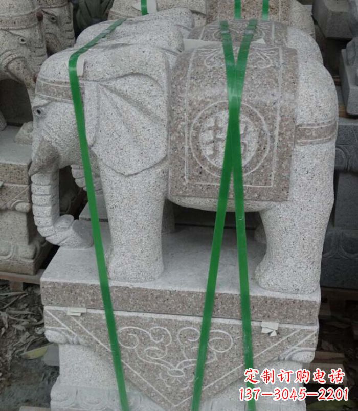 聊城招财进宝芝麻灰大象石雕 (4)