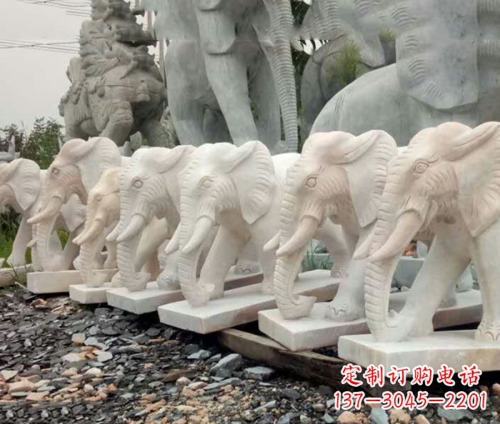 聊城招财晚霞红大象石雕 (3)