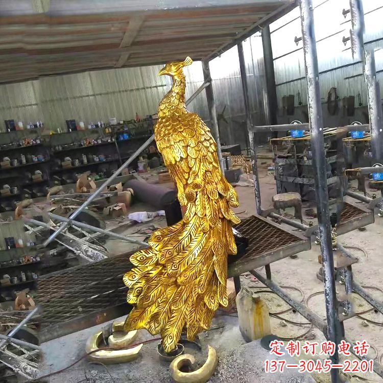 聊城中国古代传说中的瑞鸟凤凰鎏金铜雕