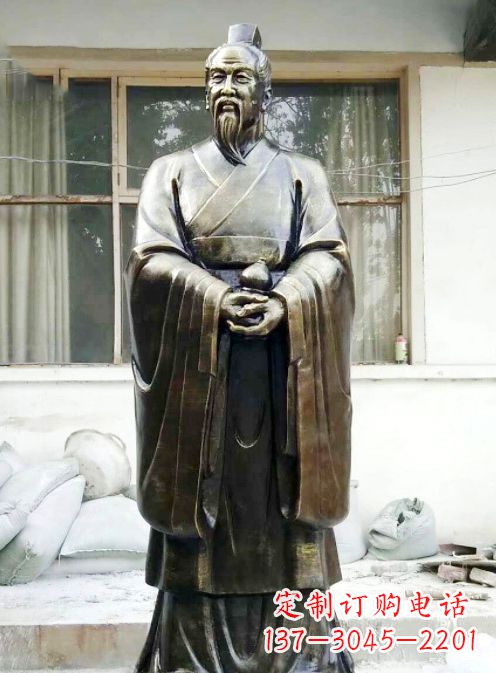 聊城中国古代名医扁鹊铸铜雕像半身像