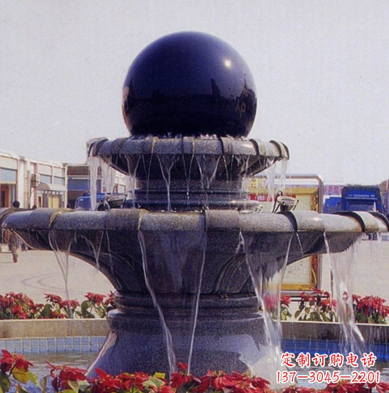 聊城中国黑双层风水球喷泉石雕