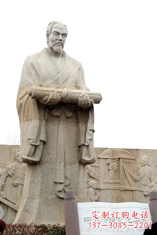 聊城中国历史名人北宋绘画大师清明上河图画家张择端汉白玉石雕像