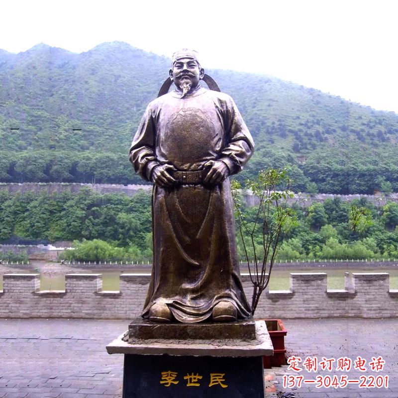 聊城中国历史名人唐初著名帝王李世民铸铜雕像