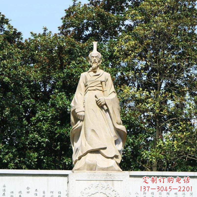 聊城中国名人战国时期楚国诗人屈原砂岩石雕像