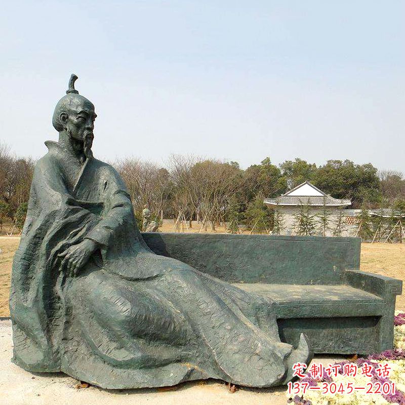 聊城中国明末清初知名画家八大山人(朱耷)雕塑塑像-公园历史名人铜雕像