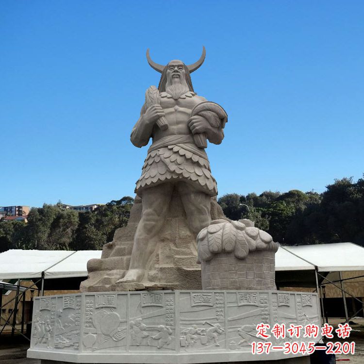 聊城中国上古人物人文初祖汉白玉神农雕像