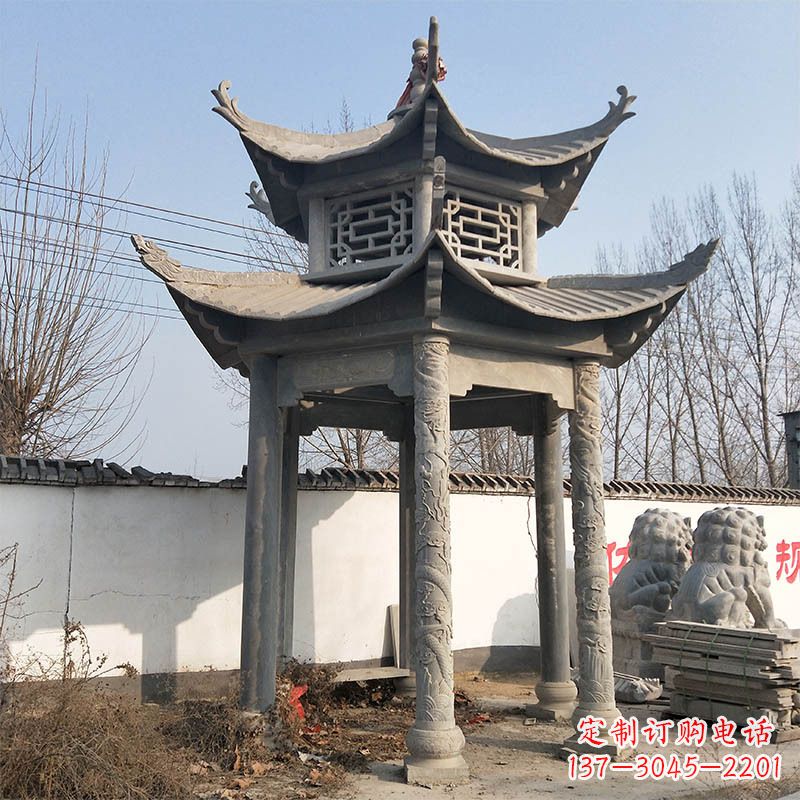 聊城中式双层石雕凉亭