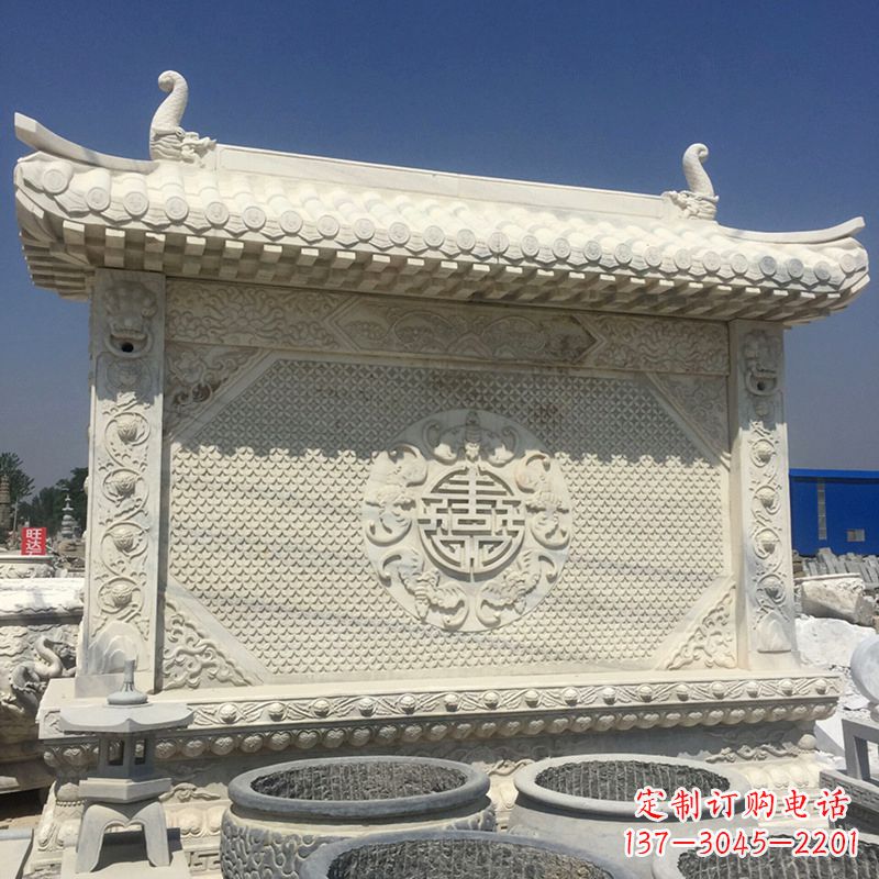 聊城中式庭院影壁石雕-中国古建大门萧墙