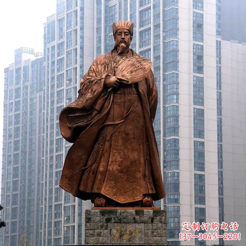 聊城诸葛亮城市景观铜雕像-中国古代著名人物三国谋士卧龙先生雕塑