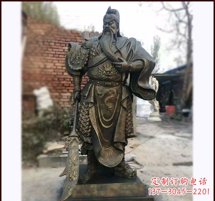 聊城铸铜立式关公雕塑