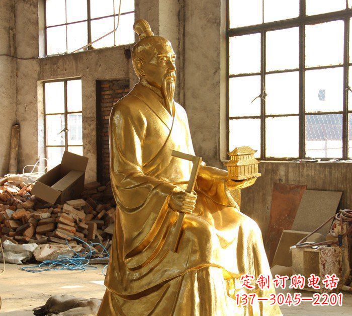 聊城铸铜鲁班古代人物铜雕
