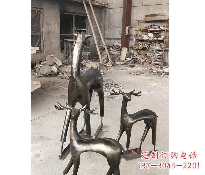 聊城铸铜梅花鹿动物铜雕摆件