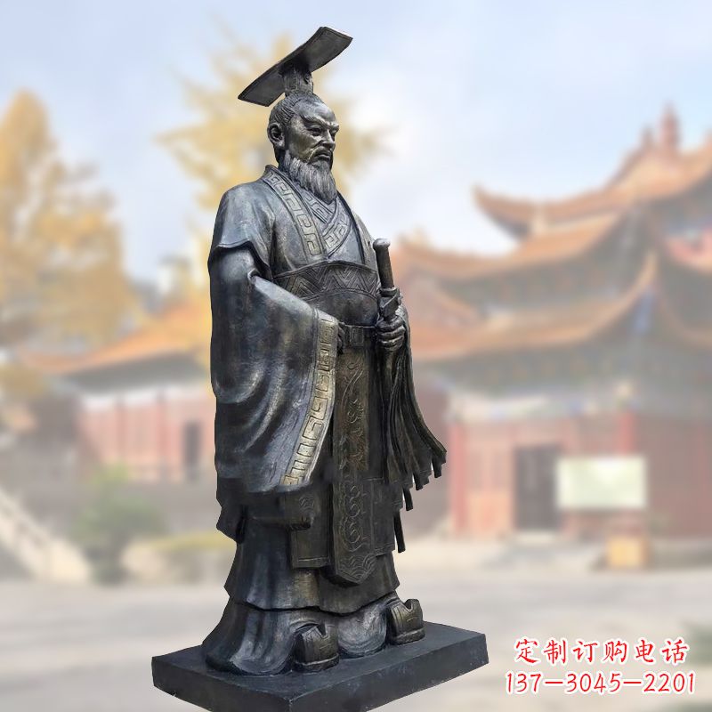 聊城铸铜秦始皇铜雕塑像