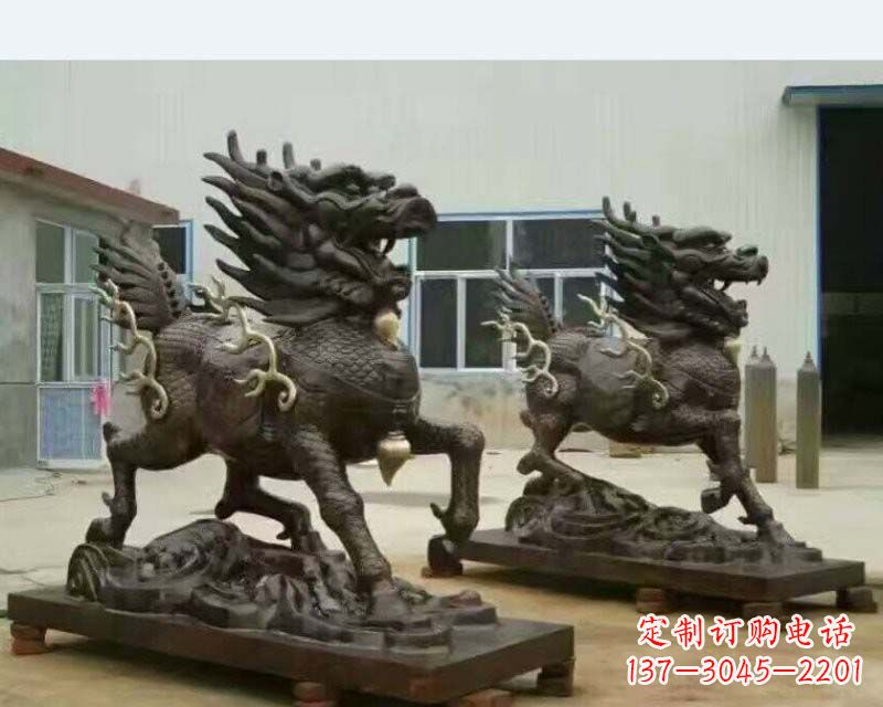 聊城铸铜踏浪麒麟雕塑