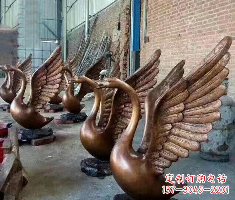 聊城铸铜天鹅喷水动物喷泉雕塑