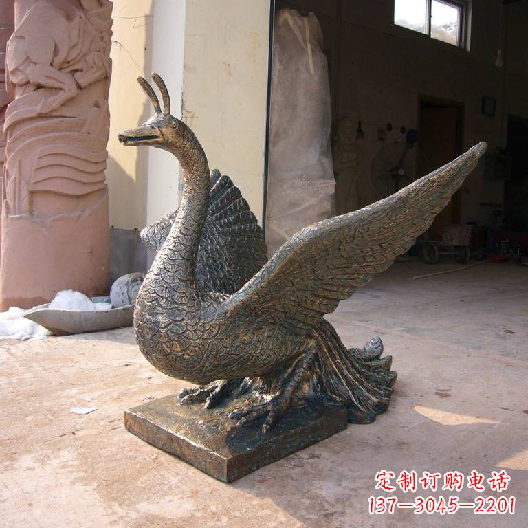 聊城铸铜天之四灵朱雀雕塑摆件