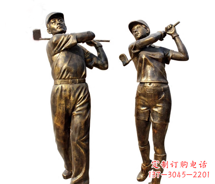 聊城公园打高尔夫人物铜雕