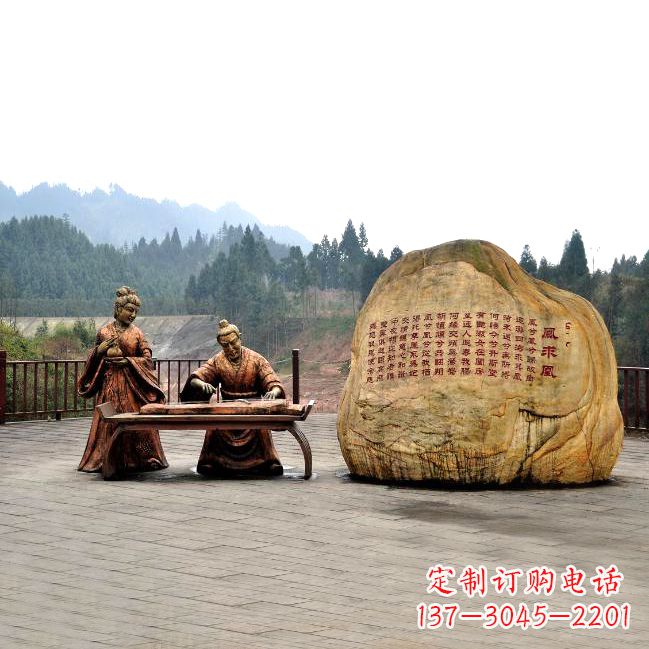聊城卓文君与司马相如凤求凰公园景观雕塑-历史典故人物情景雕塑