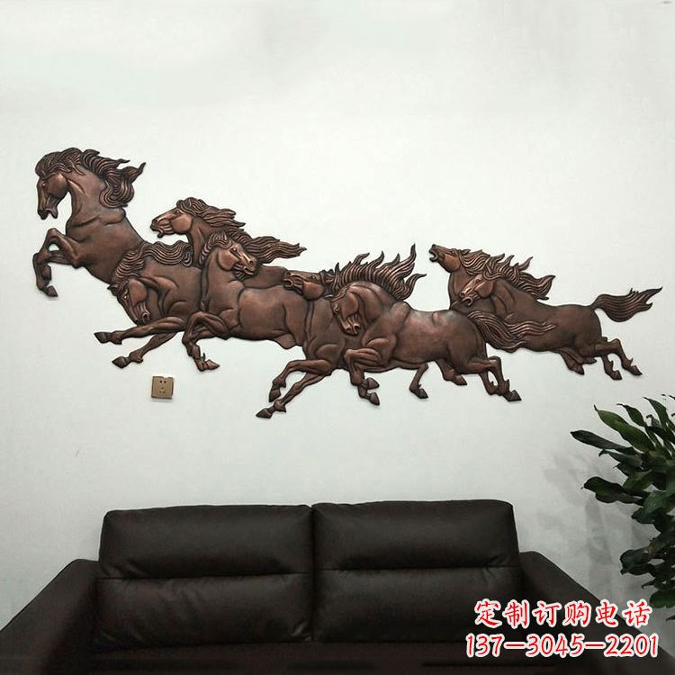 聊城紫铜马儿浮雕装饰画