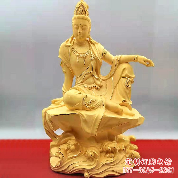聊城自在观音纯铜镀金雕塑