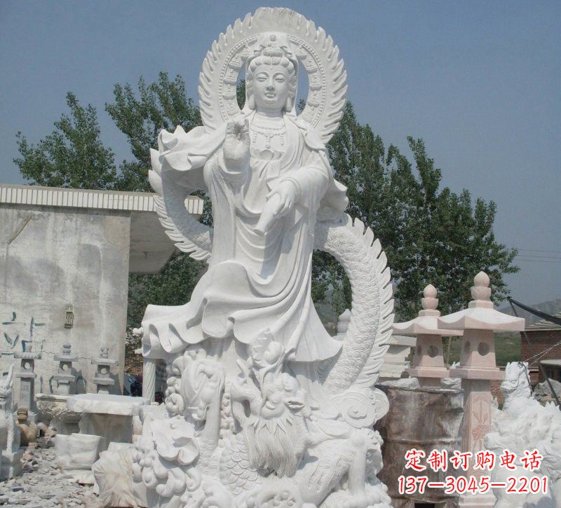 聊城宗教庙宇乘龙观音石雕