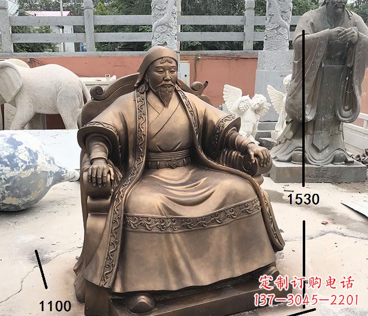 聊城坐式成吉思汗铜雕 (2)