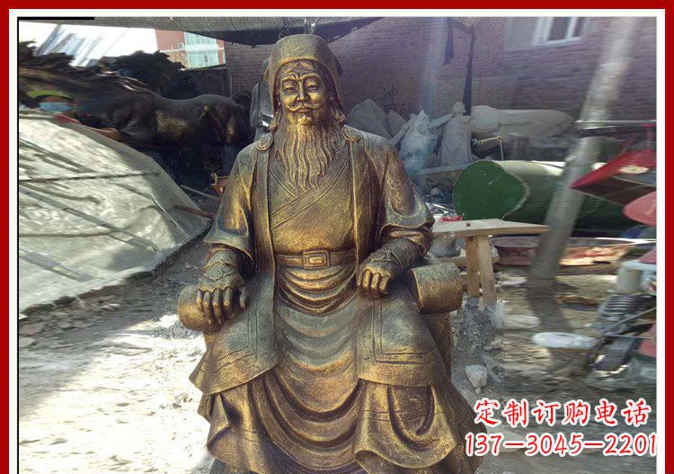 聊城坐式成吉思汗铜雕