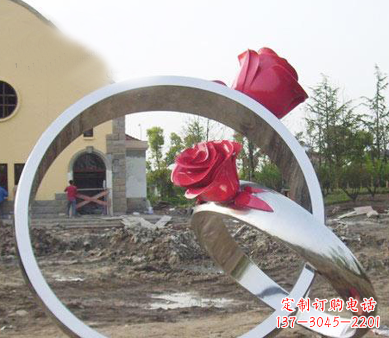 聊城广场景观不锈钢戒指雕塑