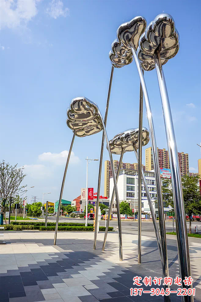 聊城荷叶雕塑-广场不锈钢抽象艺术荷叶雕塑